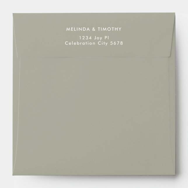 Modern Sage Green Wedding  Envelope (Back (Top Flap))