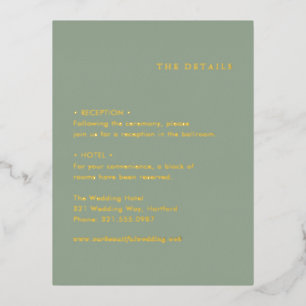 Modern Sage Green Wedding Foil Enclosure Card