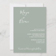 Modern Sage Green Wedding Invitation