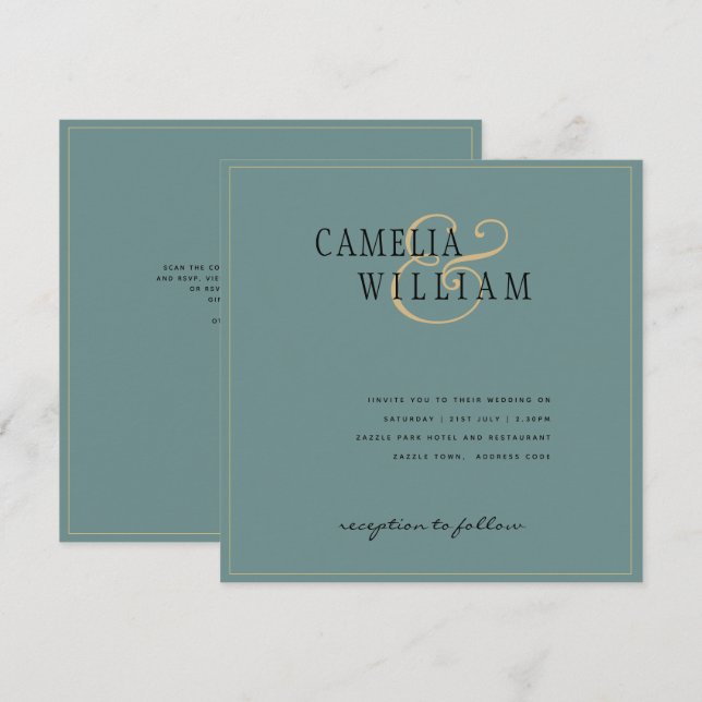 Modern Sage Green Wedding Invitation (Front/Back)