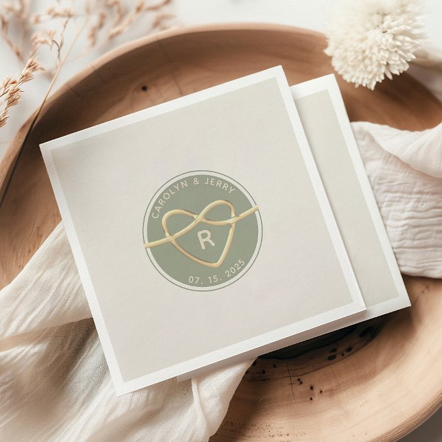 Modern Sage Green Wedding Monogram Napkins (Creator Uploaded)