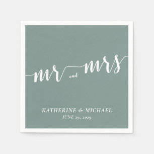 Modern Sage Green Wedding Napkins