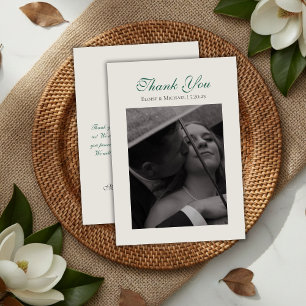 Modern Sage Green Wedding Photo Thank You Card