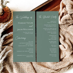 Modern Sage Green Wedding Programme