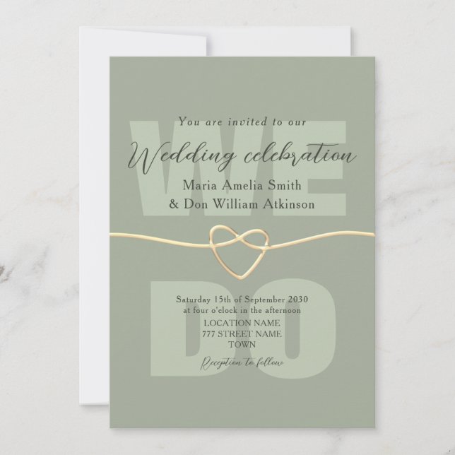 Modern Sage Green Wedding Reception Invitation (Front)