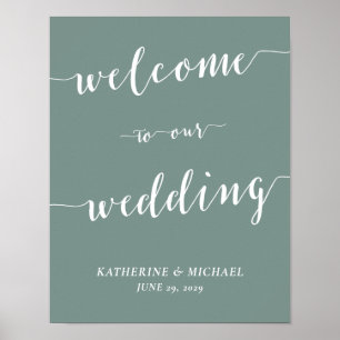 Modern Sage Green Wedding Reception Sign Print