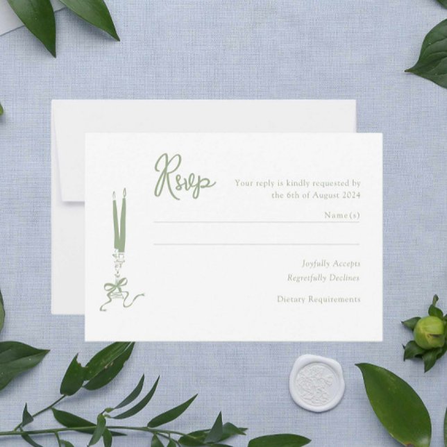 Modern Sage Green Wedding RSVP Card  (Creator Uploaded)
