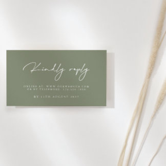 Modern Sage Green Wedding RSVP Cards