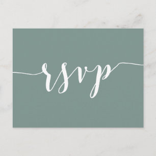 Modern Sage Green Wedding RSVP Postcard