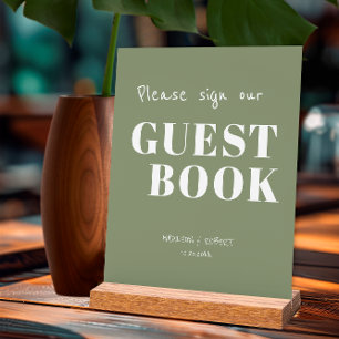 Modern Sage Green Wedding Sign Our Guest Book