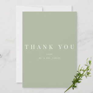 Modern Sage Green Wedding Thank you Card