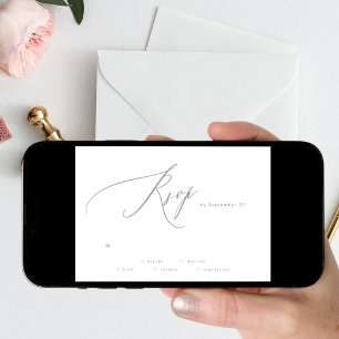 Modern Sage Green White Digital Wedding RSVP Invitation