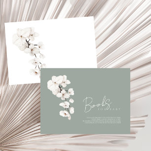 Modern Sage Green White Orchid Books for Baby Enclosure Card