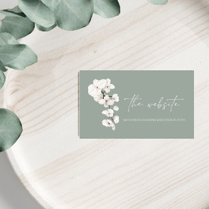 Modern Sage Green White Orchid Wedding Website Enclosure Card