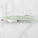 Modern Sage Green White Personalised Monogram Name Corkscrew<br><div class="desc">The Modern Sage Green and White Personalised Monogram Name Waiter's Corkscrew combines functionality with elegance. It features a sleek sage green handle accented with white, and your personalised monogram and name are elegantly engraved on it. This corkscrew is not only a practical tool for opening bottles but also a stylish...</div>