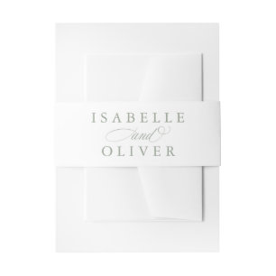Modern Sage Green White Simple Minimal Wedding Invitation Belly Band
