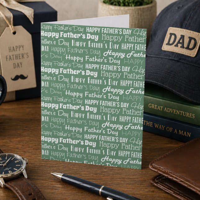 Modern Sage Green White Typography Father’s Day Card (Creator Uploaded)