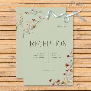 Modern Sage Green Wildflower Bouquet Reception Enclosure Card