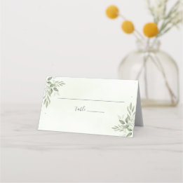 Modern Sage Greenery Botanical Folded Place Card