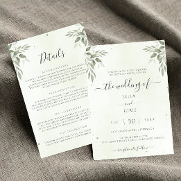 Modern Sage Greenery Floral All-in-One Wedding Invitation