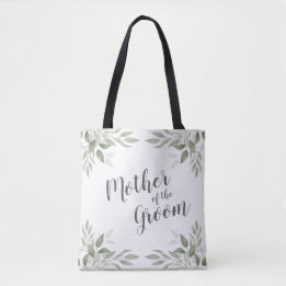 Modern Sage Greenery Mother of the Groom Tote Bag