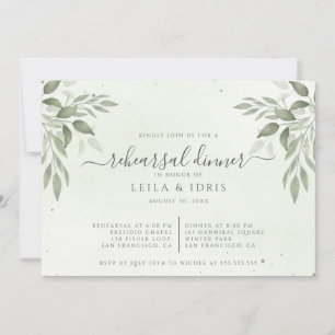 Modern Sage Greenery Rehearsal Dinner Invitation