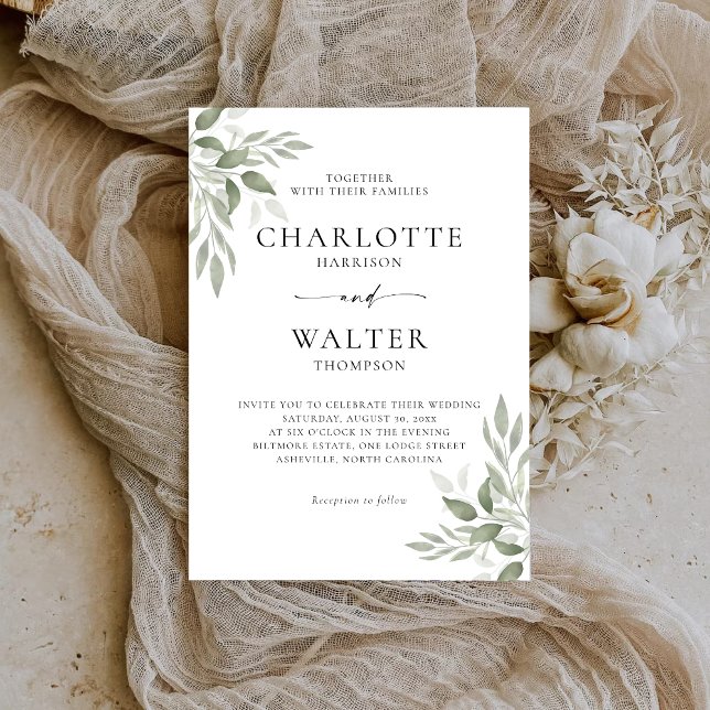 Modern Sage Greenery Wedding Invitation Card (Creator Uploaded)