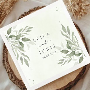 Modern Sage Greenery Wedding Paper Napkins