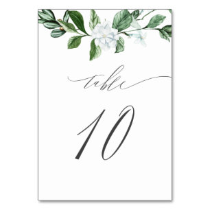 Modern Sage Greenery White Floral No 10 Wedding Table Number