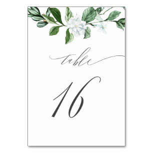 Modern Sage Greenery White Floral No 16 Wedding Table Number