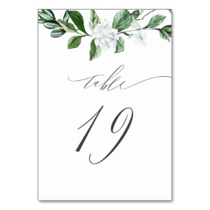 Modern Sage Greenery White Floral No 19 Wedding Table Number