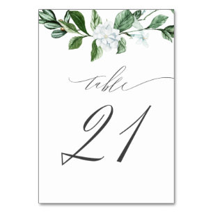 Modern Sage Greenery White Floral No 21 Wedding Table Number