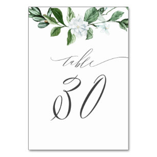 Modern Sage Greenery White Floral No 30 Wedding Table Number
