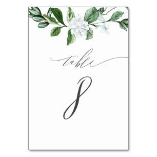 Modern Sage Greenery White Floral No 8 Wedding Table Number