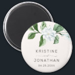 Modern Sage Greenery Wreath White Floral Wedding Magnet<br><div class="desc">This elegant botanical floral wedding magnet features hand painted watercolor greenery with white magnolia flowers. Personalise with your names and wedding date. Designed by Susan Coffey.</div>