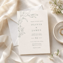 Modern Sage Ivory Botanical Wedding Invitation