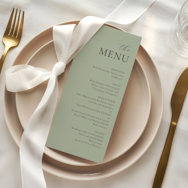 Modern Sage Jade Plum Elegant Wedding Menu (Creator Uploaded)