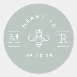 Modern Sage Meant to Bee Wedding Honey Favour Classic Round Sticker
