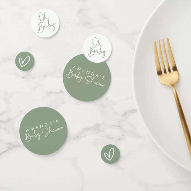 Modern Sage Oh Baby Simple Baby Shower Confetti (Group)