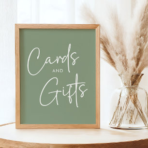 Modern Sage Oh Baby Simple Shower Cards and Gifts Poster