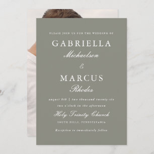 Modern Sage Photo Wedding Invitation
