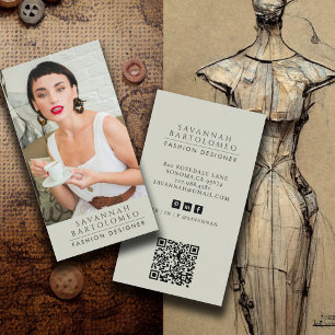 Modern Sage Professional Business Photo Business Card