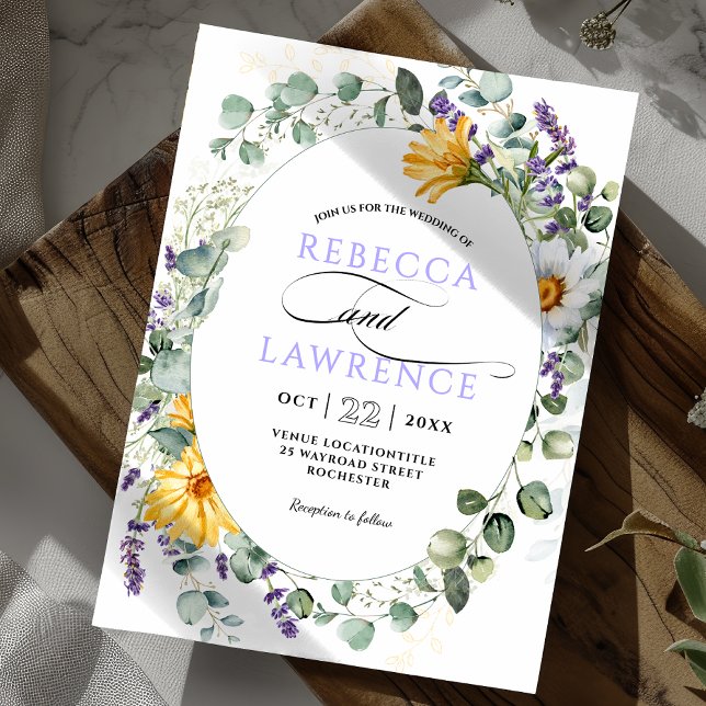 Modern sage purple florals wedding invitation (Creator Uploaded)