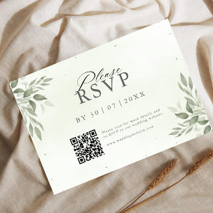 Modern Sage QR Code Website RSVP Card