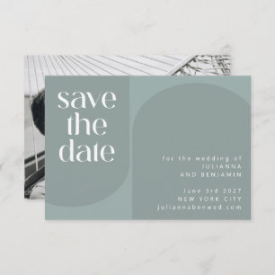 Modern Sage Teal Green Geometric Chic Wedding Save The Date