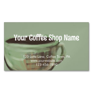 Modern Sage Unique Art Coffee Shop Promotional  Magnetic Business Card