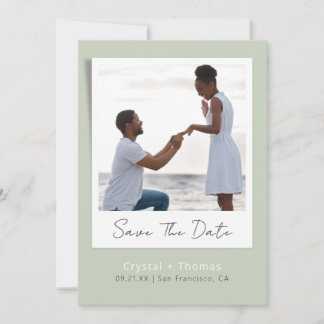 Modern Sage Wedding Photo Save The Date