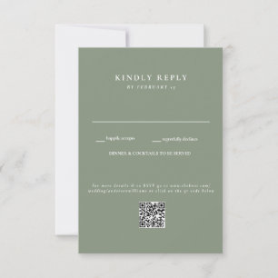  Modern Sage Wedding QR Code RSVP Card