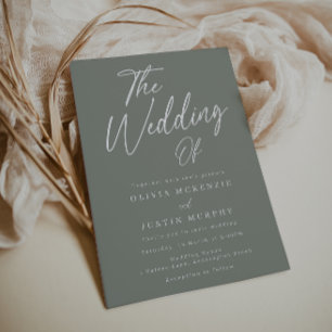 Modern Sage & White Elegant Wedding Invitation