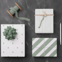 Modern Sage Wrapping Paper Sheets 3 Pack Geometric